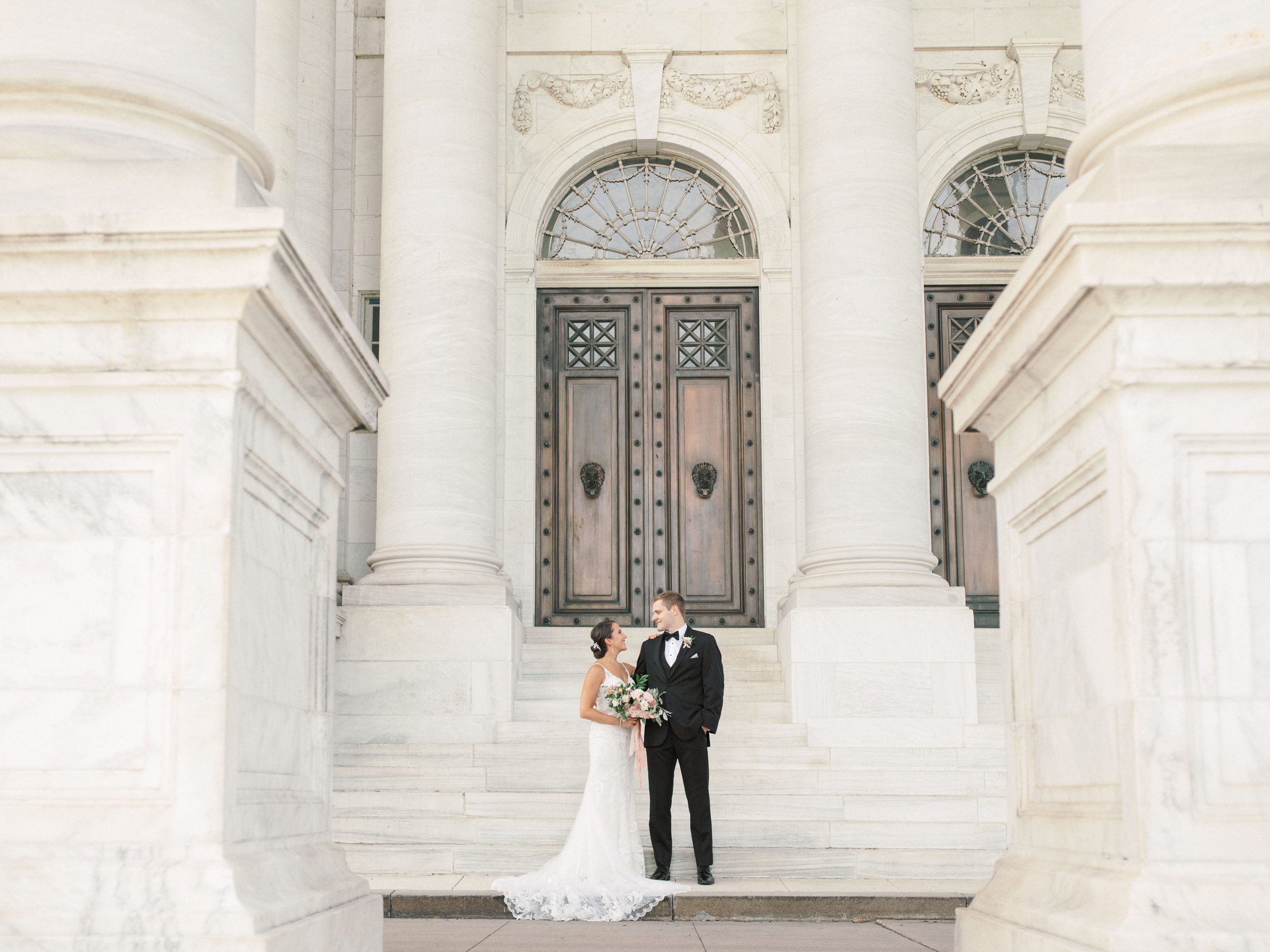 An elegant black-tie wedding at DAR Constitution Hall in Washington, DC. Photographed by DC wedding photographer, Alicia Lacey.