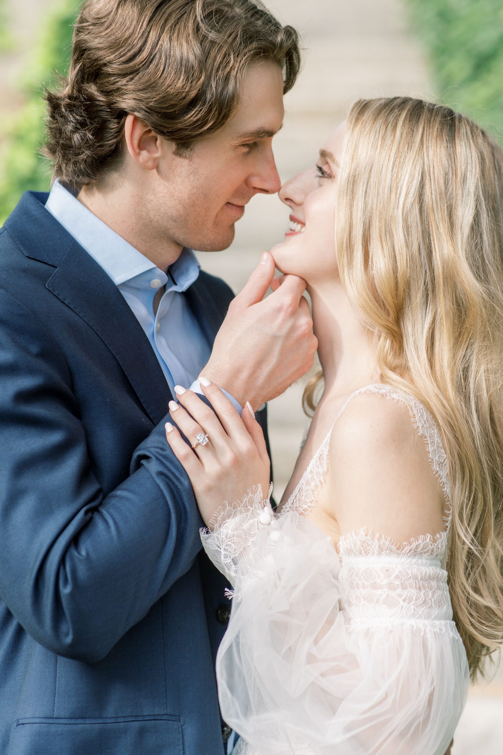 A romantic, timeless engagement session in the formal gardens on the Virginia House in Richmond, VA.